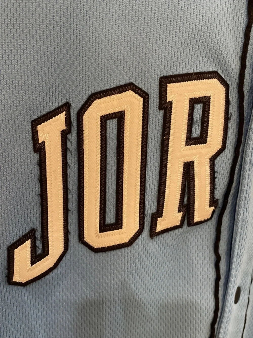 Youth Medium Jordan Baseball Jersey Carolina Blue
